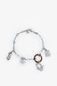 Christian Dior Silver Tone Logo Charm Bracelet