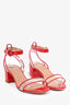 Aquazzura Red Patent Leather "Minimalist Sandal 50" Heels Size 35