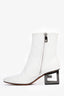 Givenchy White Calf Leather 'Triangle' Ankle Boots Size 35