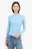 Dion Lee Blue Silver Embellishment Mock Neck Long-Sleeve Top Size 2