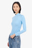 Dion Lee Blue Silver Embellishment Mock Neck Long-Sleeve Top Size 2
