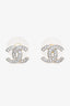 Pre-Loved Chanel™ Silver Crystal CC Logo Stud Earrings