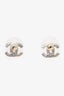 Pre-Loved Chanel™ Silver Crystal CC Logo Stud Earrings