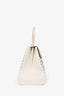Delvaux White Leather Silver Stitch Detail Brilliant MM Top Handle SHW (As Is)