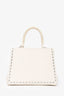 Delvaux White Leather Silver Stitch Detail Brilliant MM Top Handle SHW (As Is)