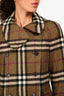 Burberry London Green Wool Tartan Patterned Double Breasted Coat Size 4 US