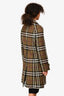 Burberry London Green Wool Tartan Patterned Double Breasted Coat Size 4 US