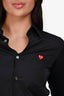 Play Comme Des Garcons Black Heart Patch Button Up Shirt Size XS