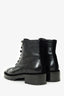 Pre-Loved Chanel™ Black Leather CC Pearl Combat Boots Size 40.5