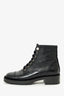 Pre-Loved Chanel™ Black Leather CC Pearl Combat Boots Size 40.5