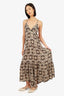 L'Agence Brown Silk Patterned Maxi Dress Size Small