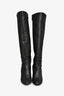 Pre-Loved Chanel™ Metallic Black Suede High Knee Heeled Boots Size 39.5
