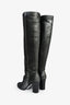 Pre-Loved Chanel™ Metallic Black Suede High Knee Heeled Boots Size 39.5