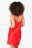 Vetements Red Satin Logo Mini Slip Dress Size M