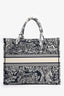 Christian Dior 2021 Navy Toile de Jouy Canvas Large Book Tote with Twillys