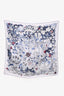 Christian Dior Blue Printed Silk 'Jardin Magique' 90cm Square Scarf