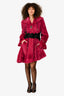 Vintage Purple Mink Fur Crystal Embellished Hooded Coat Size 40