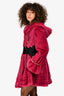 Vintage Purple Mink Fur Crystal Embellished Hooded Coat Size 40