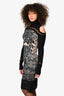 Roberto Cavalli Black/Beige Graphic Print Cold Shoulder Turtle Neck Dress Size 40