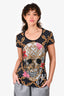 Philipp Plein Black/Gold Crystal Embellished Skull Print T-Shirt Est. Size S