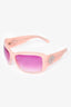 Versace Pink Acrylic Rectangular Framed Sunglasses