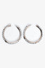 Hermès Silver Tone Black/White Leather Braided Kyoto Tresse Hoop Earrings