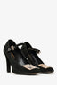 Louis Vuitton Black Suede Leather LV Plaque Mary Jane Heels Size 37