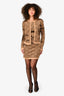 Moschino Gold Metallic Knit Teddy Bear Print Dress + Cardigan Set Size 34