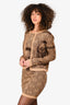 Moschino Gold Metallic Knit Teddy Bear Print Dress + Cardigan Set Size 34