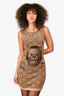 Moschino Gold Metallic Knit Teddy Bear Print Dress + Cardigan Set Size 34