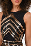 Elisabetta Franchi Gold Black/Gold Sequin Dress Size 42