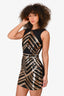 Elisabetta Franchi Gold Black/Gold Sequin Dress Size 42