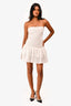 Alive White Eyelet Ruched Mini Strapless Dress Size XS