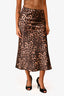 Lioness Leopard Satin Midi Skirt Size XS