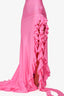 Shani Shemer Pink Ruffle Maxi Dress Size XS