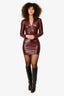 Amanda Uprichard Burgundy Leather Collared Mini 'Sloane' Dress Size XS