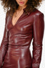 Amanda Uprichard Burgundy Leather Collared Mini 'Sloane' Dress Size XS