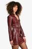 Amanda Uprichard Burgundy Leather Collared Mini 'Sloane' Dress Size XS