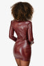 Amanda Uprichard Burgundy Leather Collared Mini 'Sloane' Dress Size XS