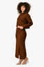 ASTR Brown Sinisa Fuzy Alpaca Blend Sweater Midi Skirt Set Size XS