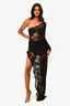 Retrofete Black Floral Beaded Asymmetrical Maxi Dress Size S