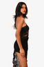 Retrofete Black Floral Beaded Asymmetrical Maxi Dress Size S