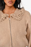 For Love & Lemons Beige Rey Ruffle Collar Knit Zip-Up Jacket Size XS
