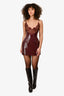 Miss Circle Burgundy Vegan Leather/Lace 'Shelby' Mini Dress Size XS