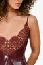 Miss Circle Burgundy Vegan Leather/Lace 'Shelby' Mini Dress Size XS