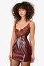 Miss Circle Burgundy Vegan Leather/Lace 'Shelby' Mini Dress Size XS