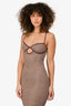 Meshki Brown/Cream Knit Cut-Out Maxi Dress Size XS