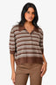 Lovers + Friends Brown & White Sheeva Stripe Polo Size XL