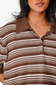 Lovers + Friends Brown & White Sheeva Stripe Polo Size XL