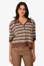 Lovers + Friends Brown & White Sheeva Stripe Polo Size XL
